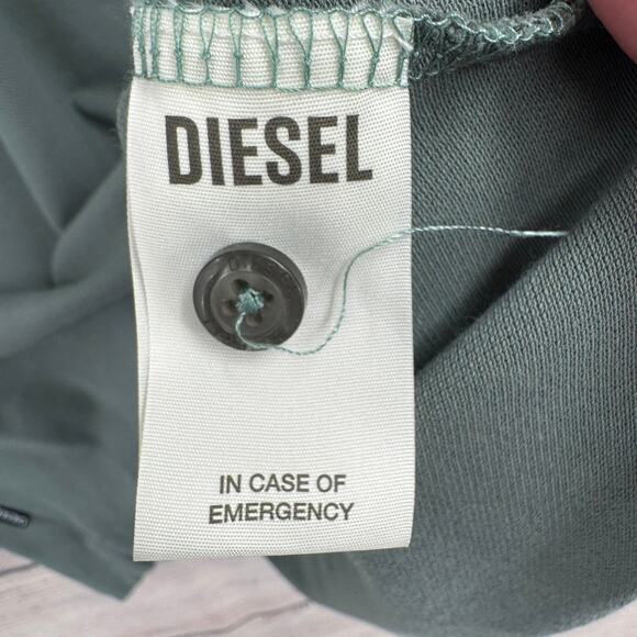 Diesel Jeans Short Sleeve Polo Shirt Mens XL Green Striped Collar - Picture 7 of 10